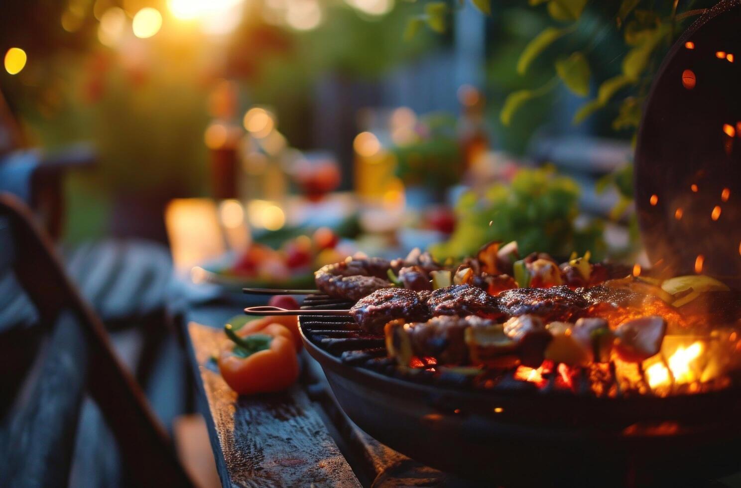 ai generado un parilla parrilla con filetes foto