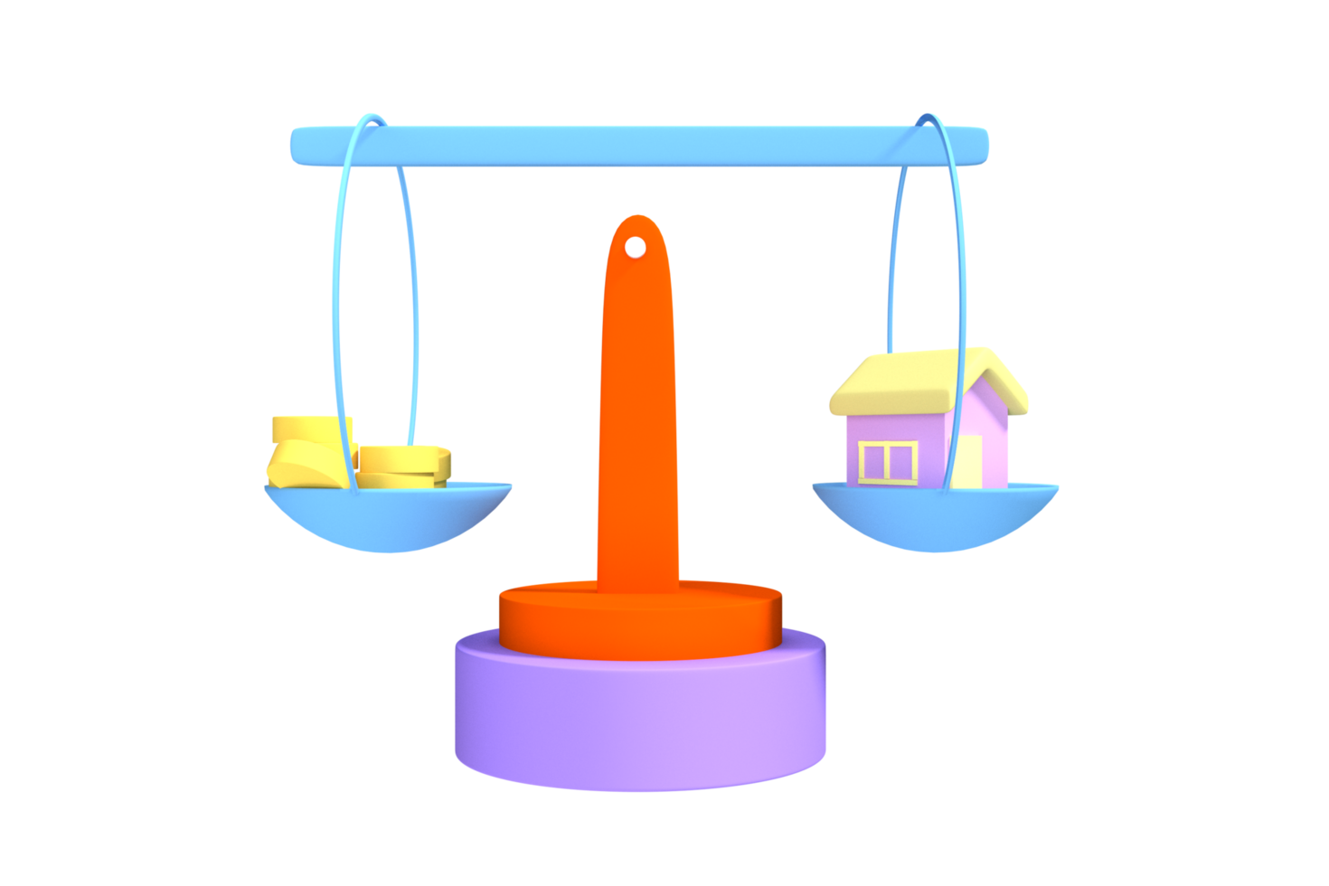 house scales and money business concept illustration of house prices and taxes. business animation about property png