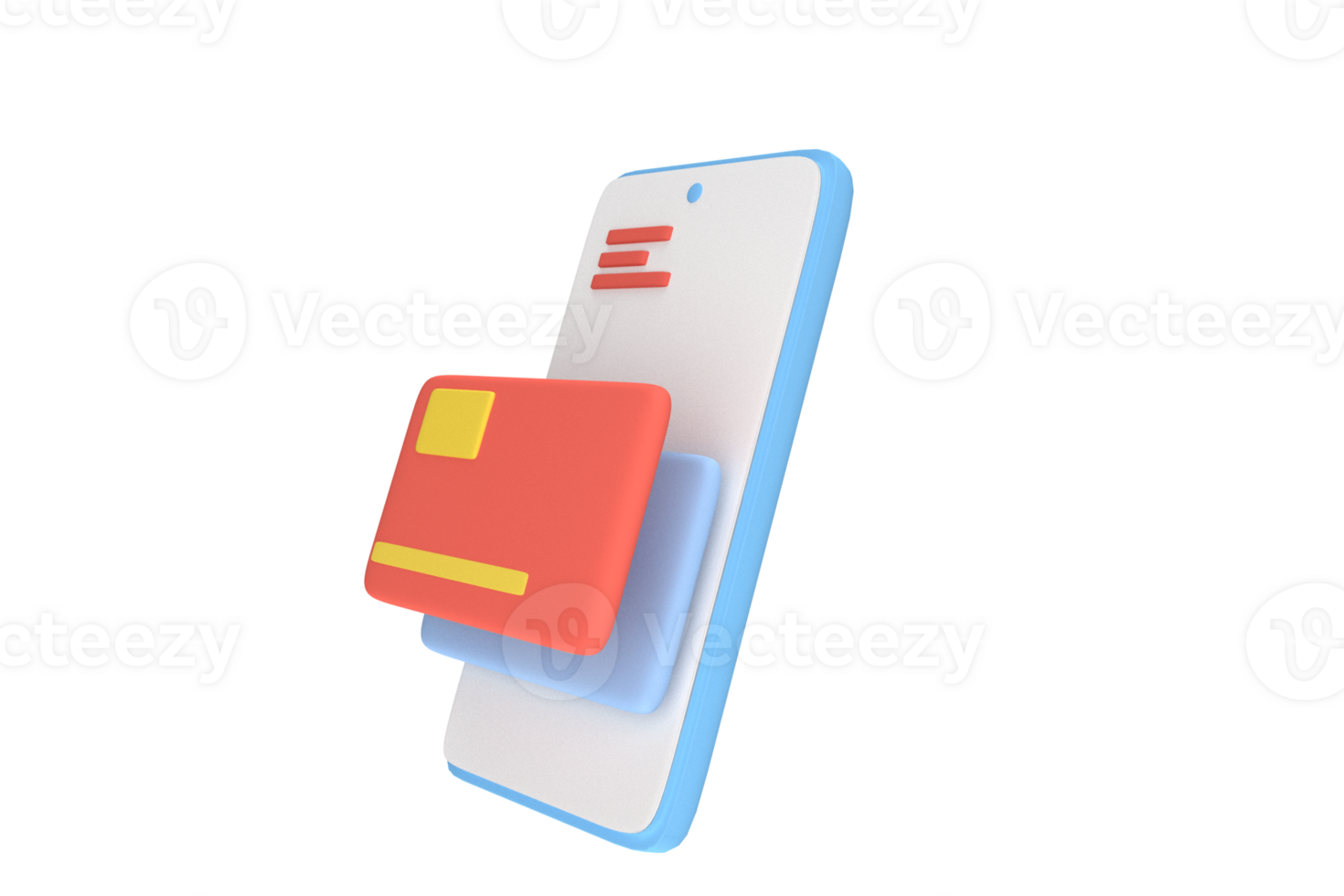 3d illustration of mobile phone with credit payment credit card. payment installments. financial technology. 3d render concept png