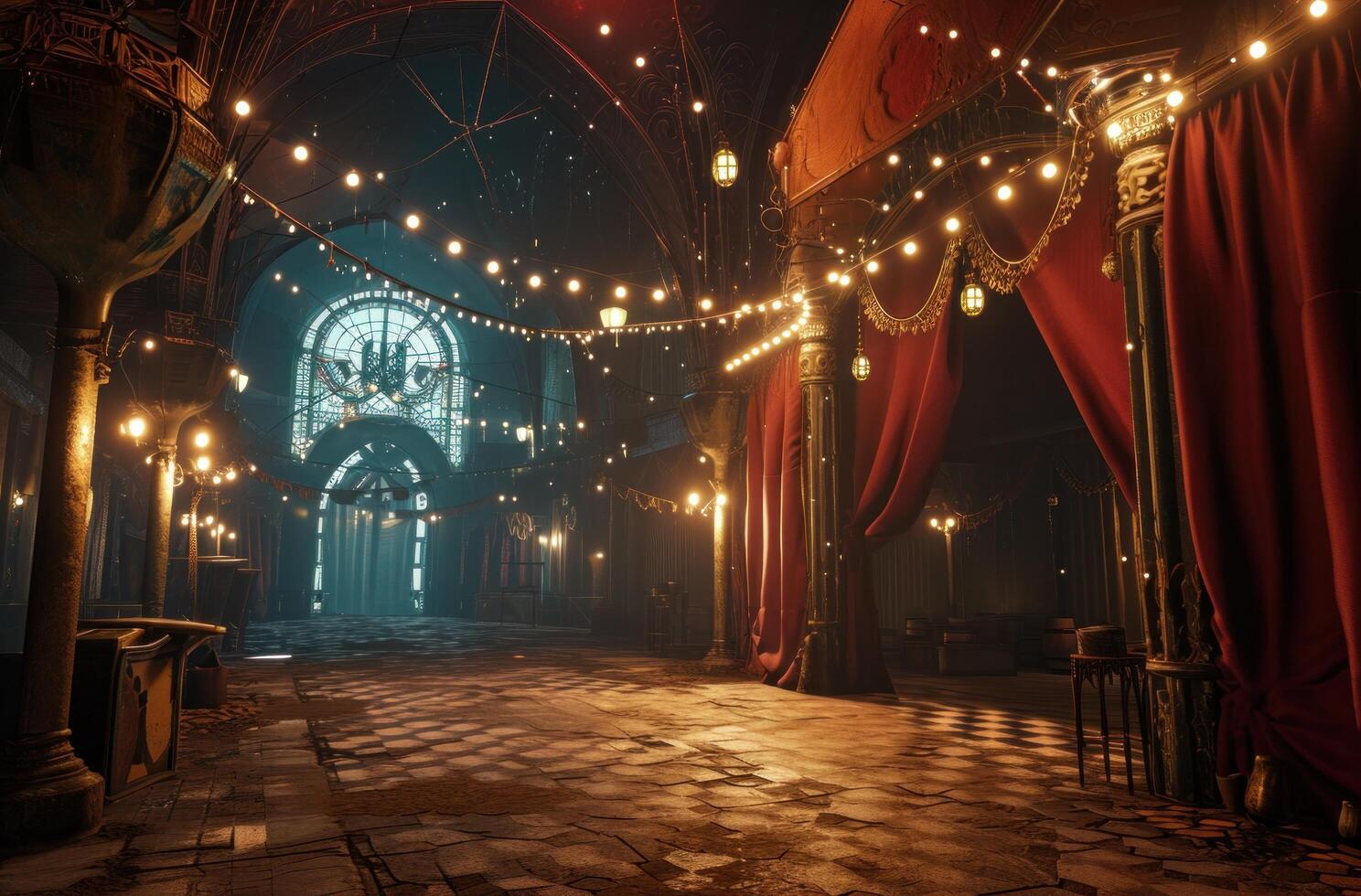 AI generated a scene of an astronomical circus venue photo