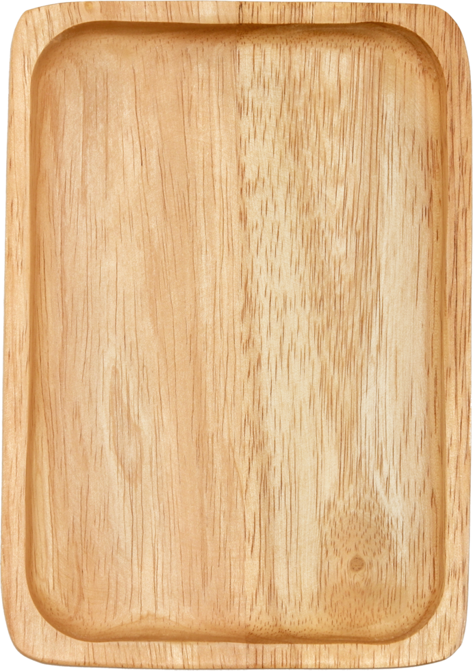 Empty rectangle wooden plate. Top view image. png