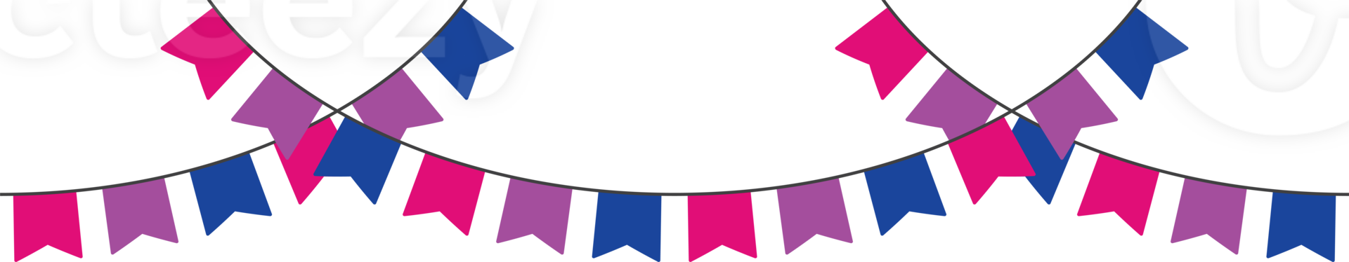 Pink, purple, and blue colored party bunting, as the colors of the bisexual flag. LGBTQI concept. Flat design illustration. png