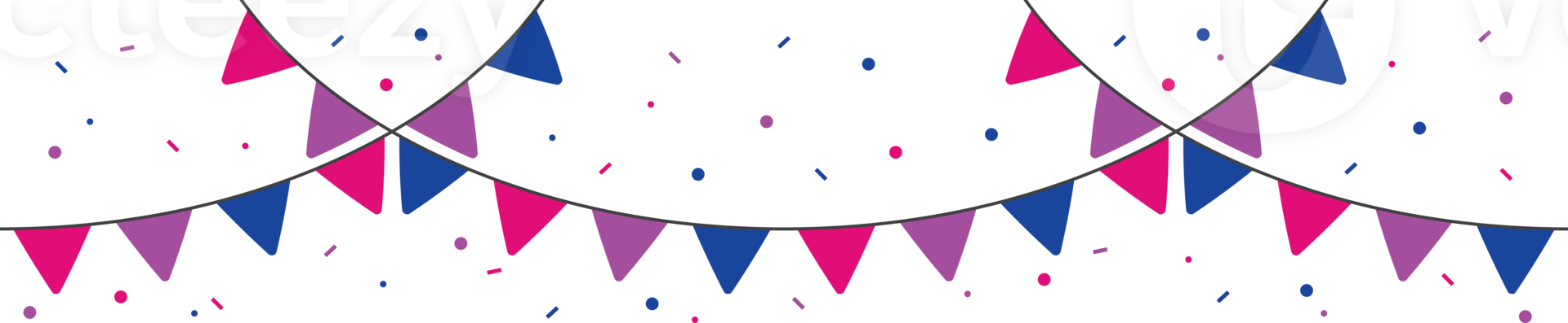 Pink, purple, and blue colored party bunting, as the colors of the bisexual flag. LGBTQI concept. Flat design illustration. png