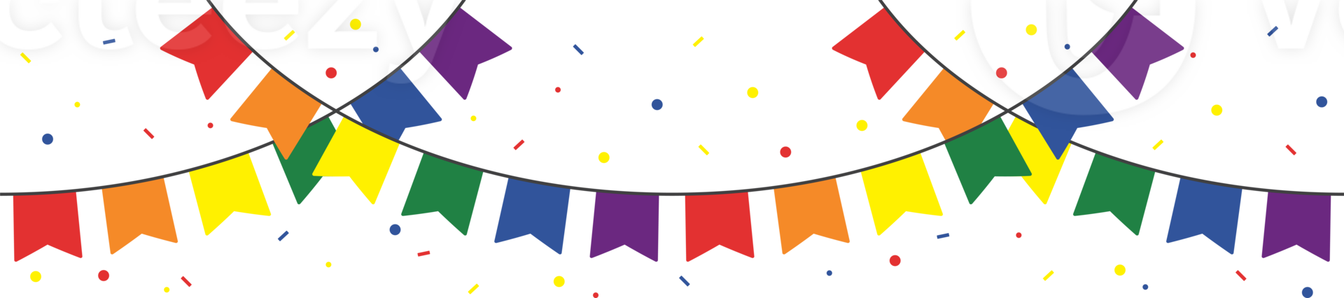 Rainbow colored party bunting. LGBTQI concept. Flat design illustration. png