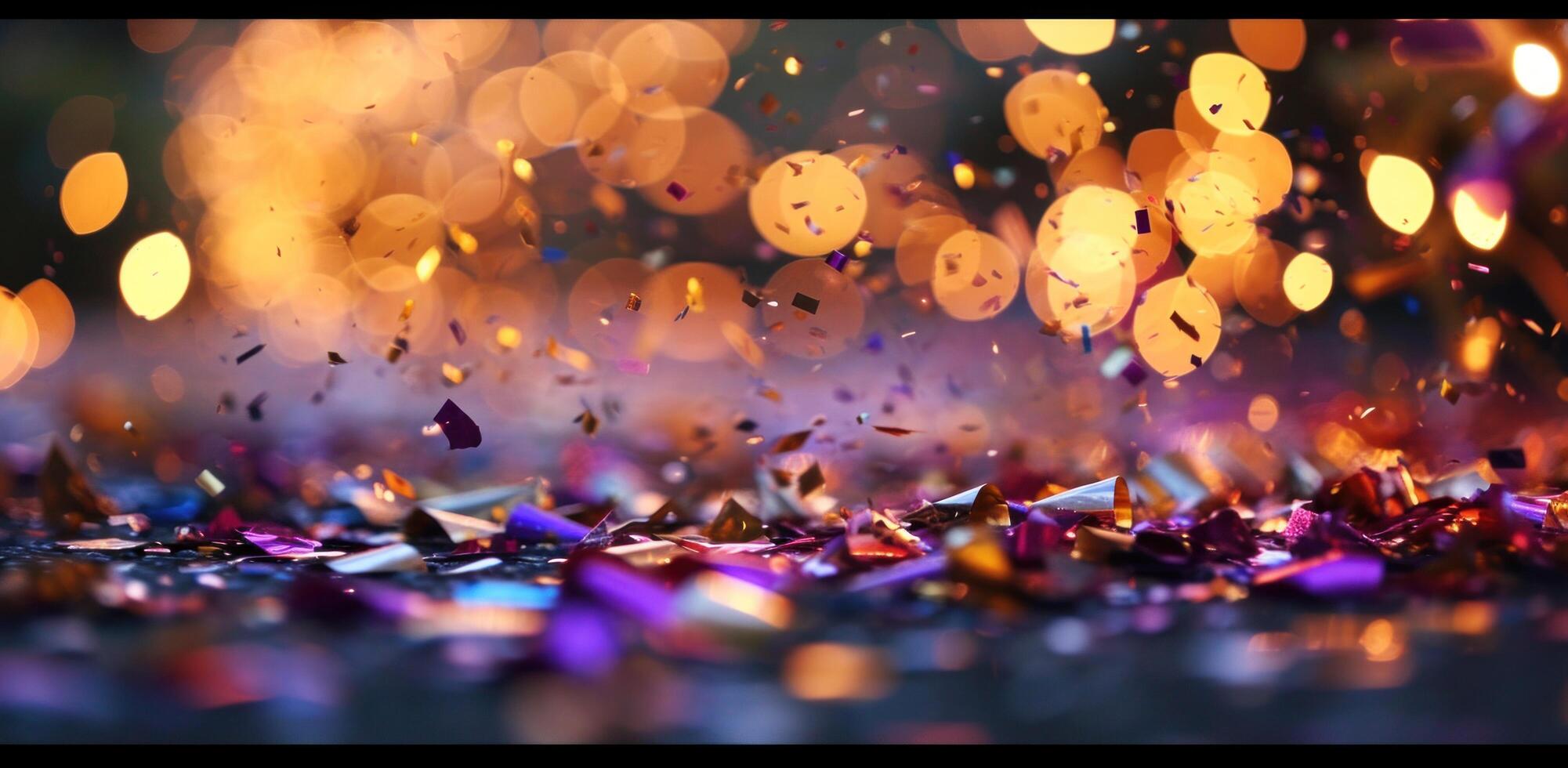 AI generated colorful confetti falling on the ground photo