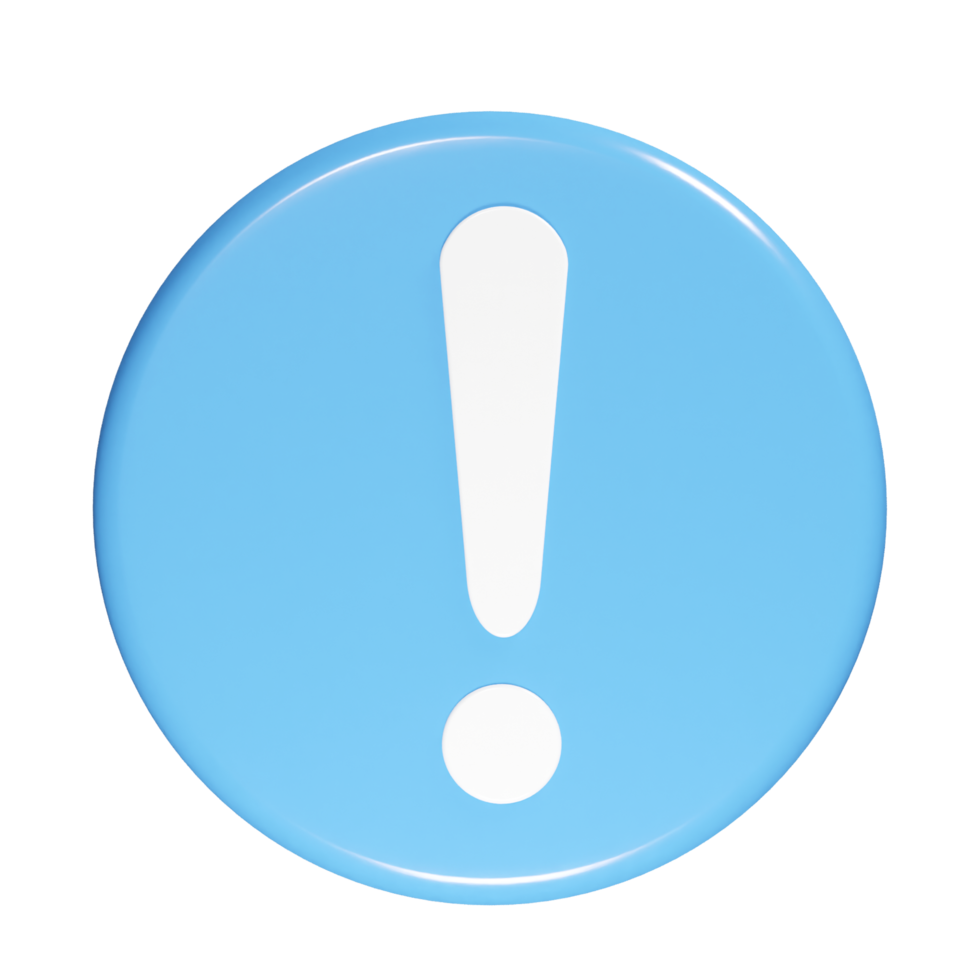 Exclamation icon 3d render png