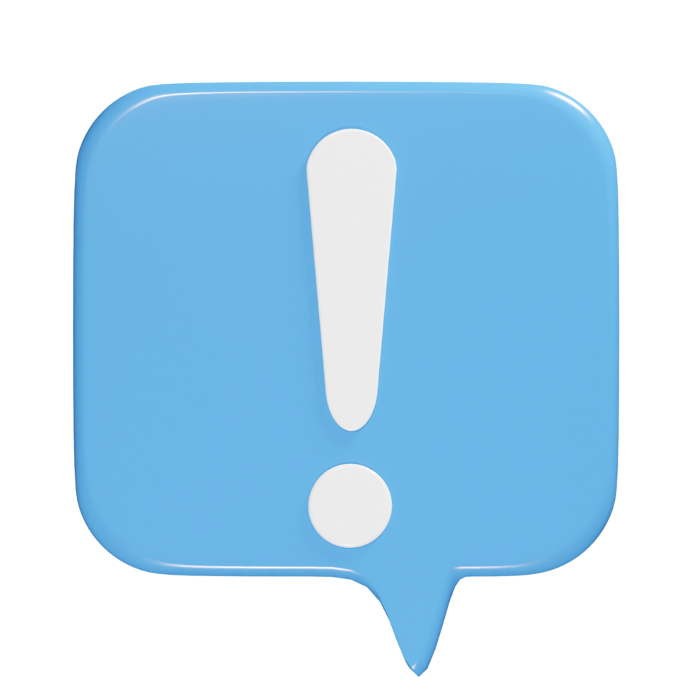 Exclamation icon 3d render png