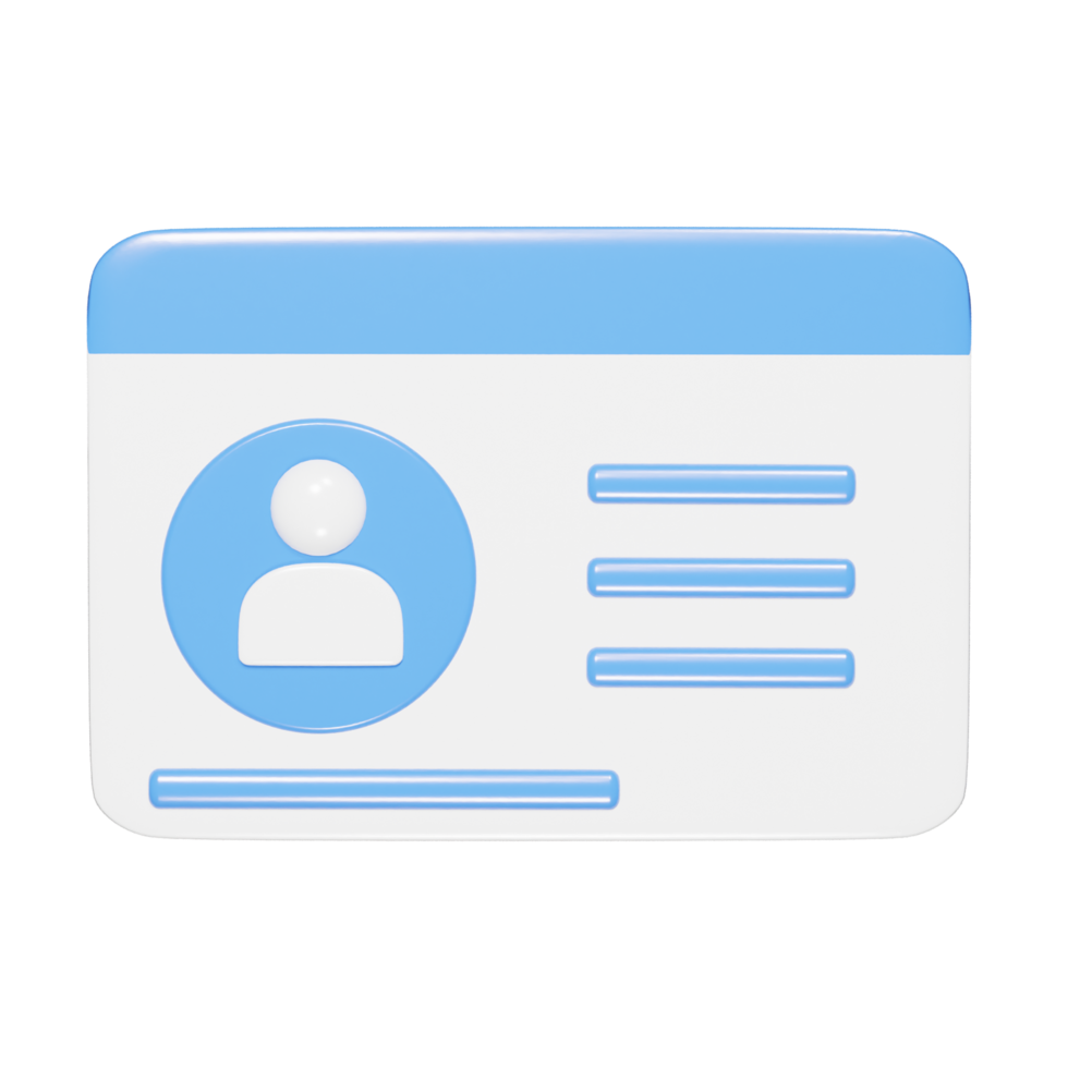 Id card icon 3d render png