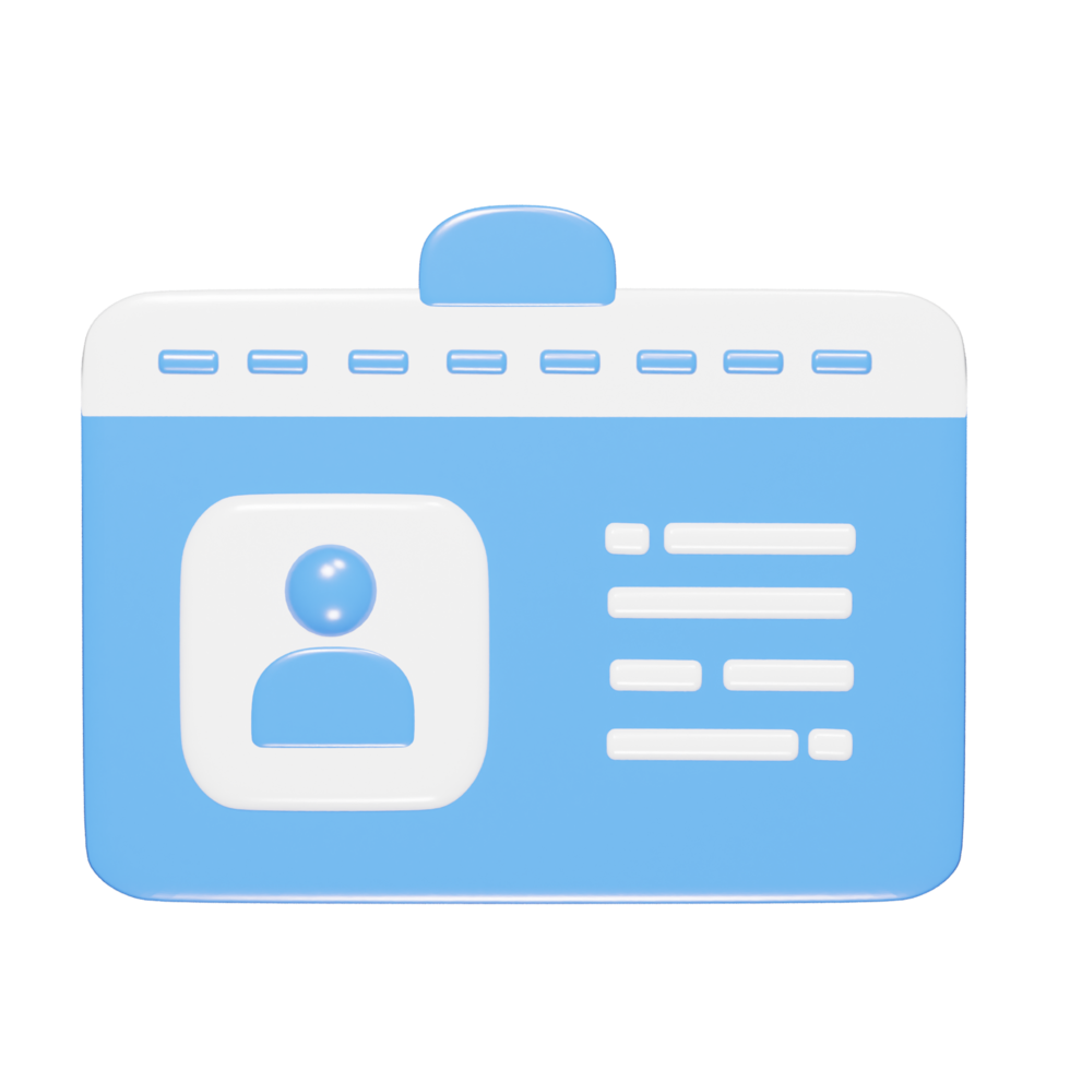 Id card icon 3d render png