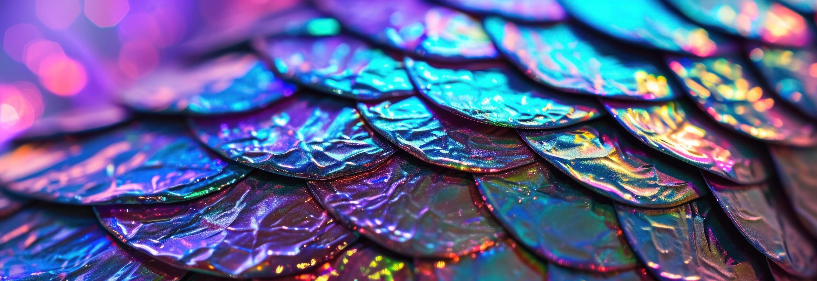 AI generated colorful blue shiny rainbow coloured scales background photo