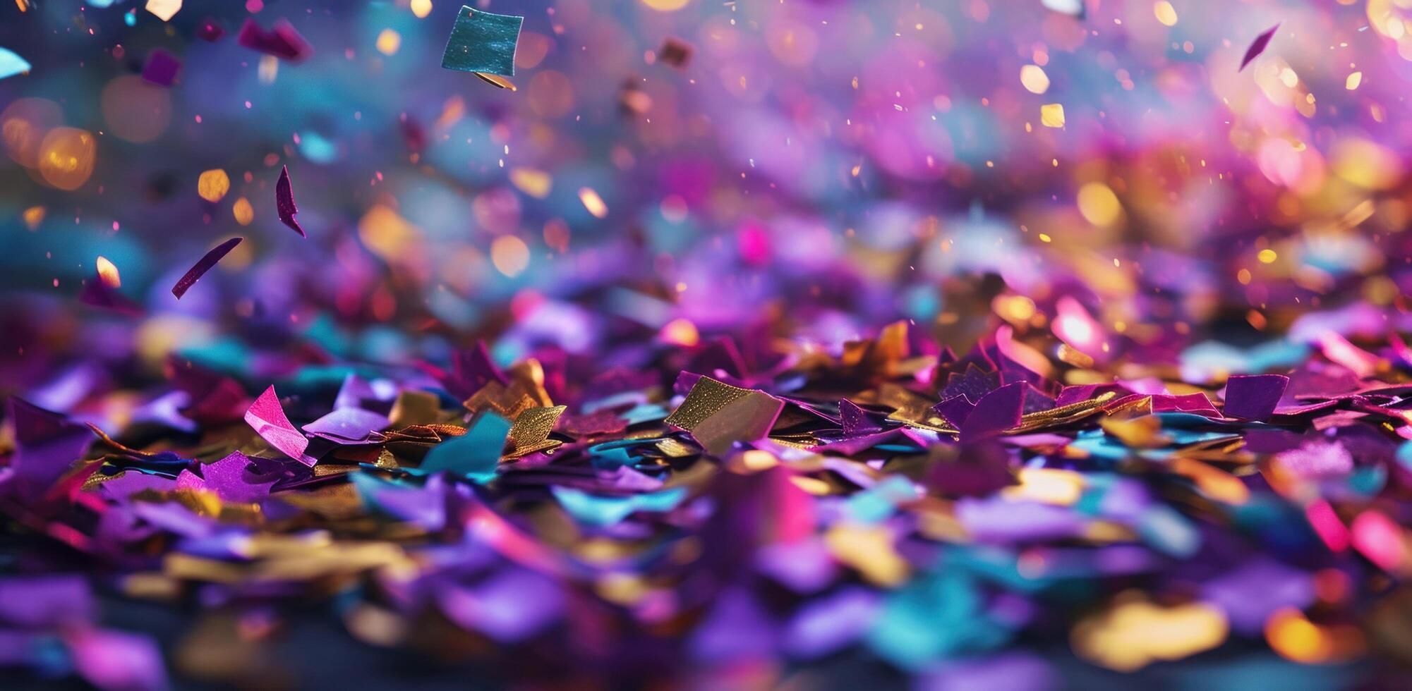 AI generated colorful confetti falling on the ground photo