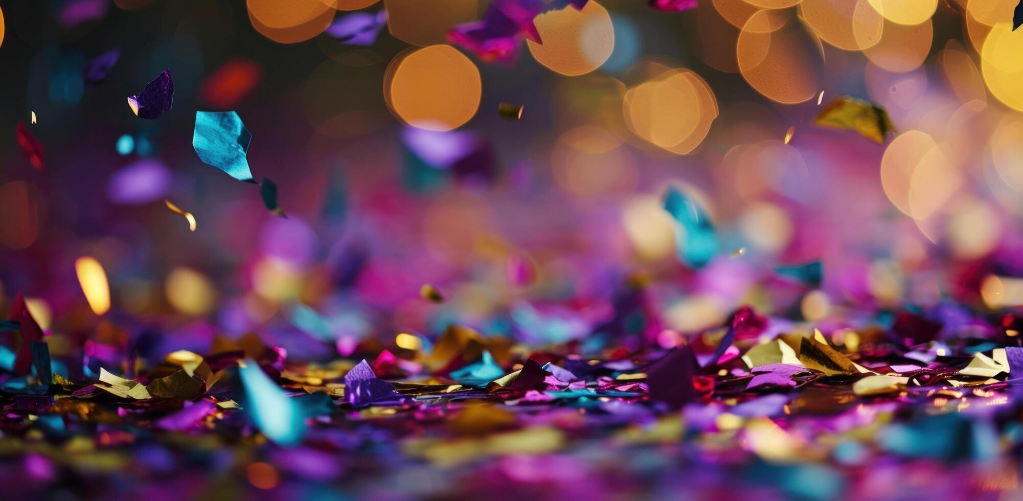 AI generated colorful confetti falling on the ground photo