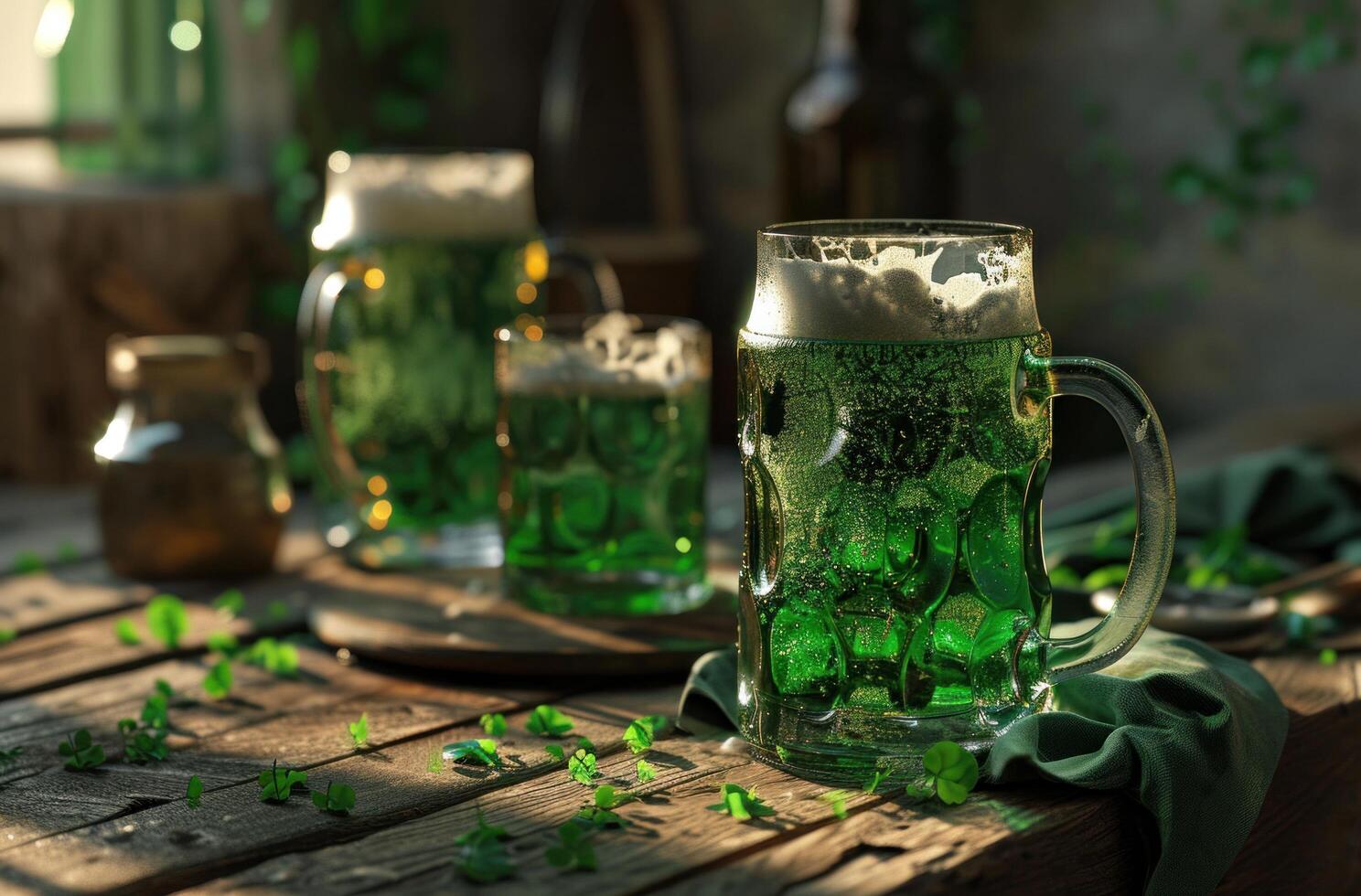 AI generated st patrick's day irish beer. photo