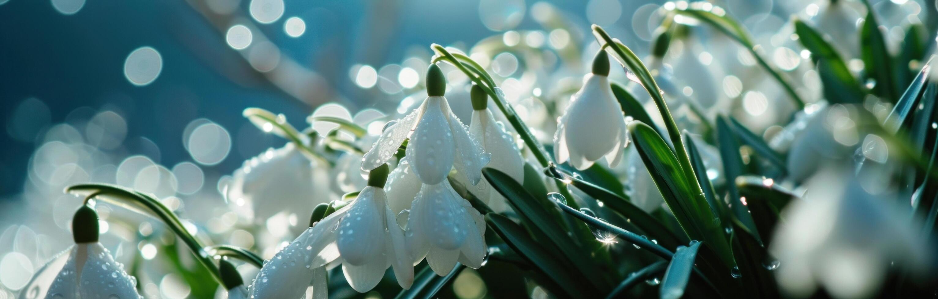 AI generated snowdrops on the background photo