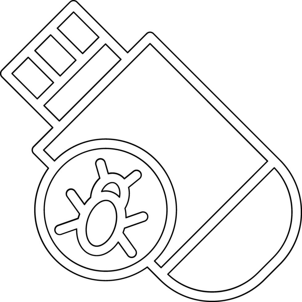 memoria USB virus vector icono