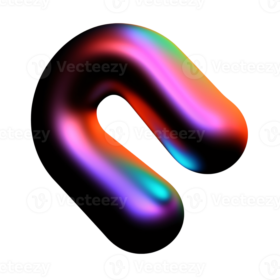3d fluido holográfico iridescente formas, abstrato colorida brilhante líquido amorfo arco Iris bolhas, fluorescente camaleão gradiente elementos do vários formulários. 3d renderizar. pró png