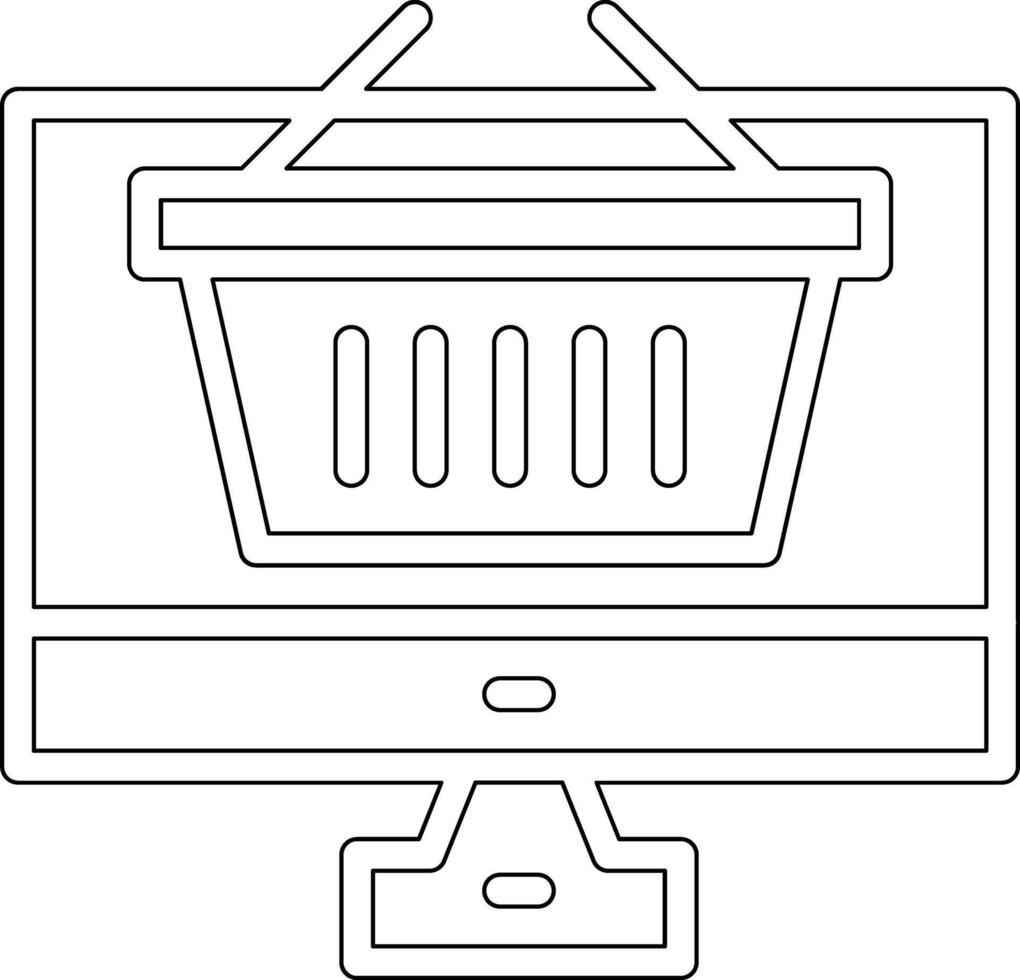 icono de vector de cesta de compras en línea