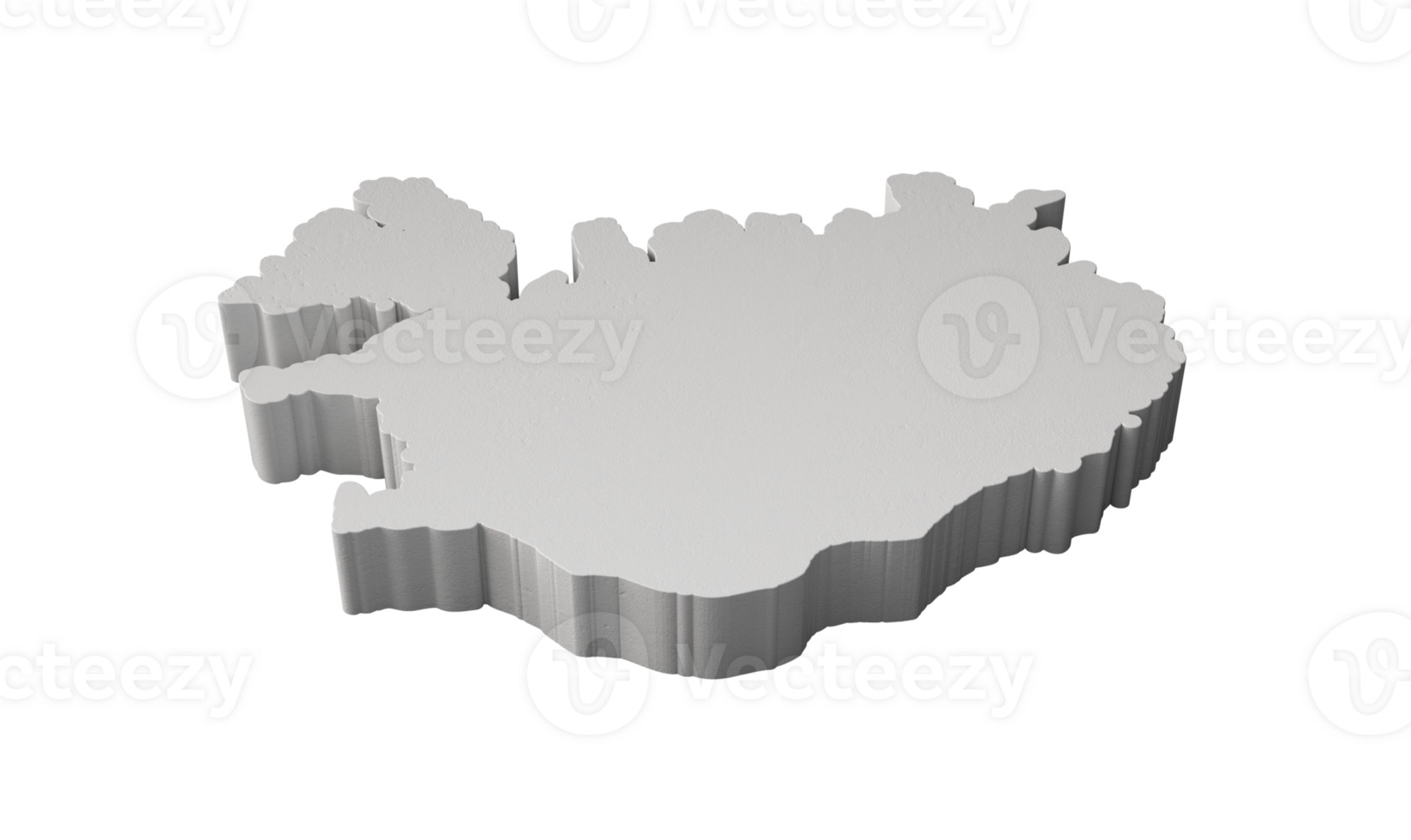 Iceland 3D map Geography Cartography and topology  3D illustration png