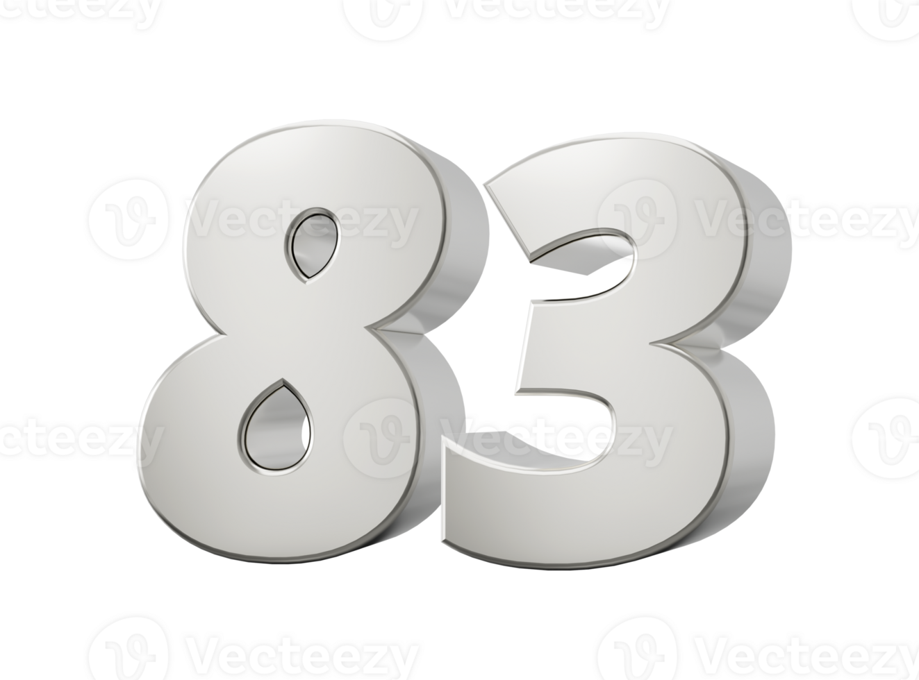 3d Shiny Silver Number 83 Eighty Three 3d Silver Number  3d illustration png