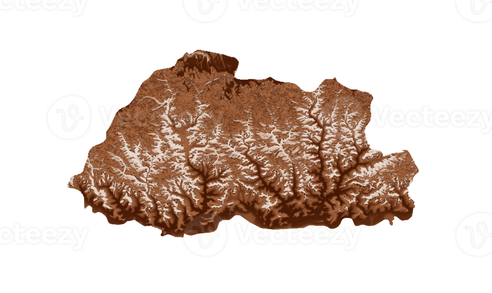 Map of Bhutan in old style, brown graphics in a retro style Vintage Style. High detailed 3d illustration png