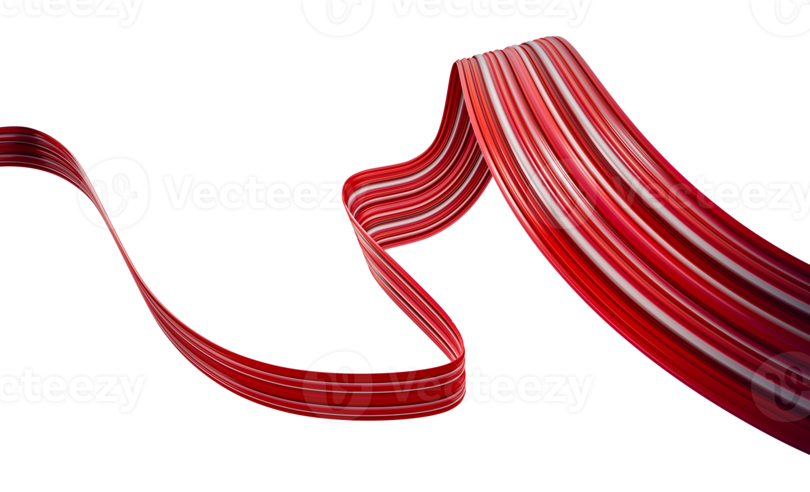 Abstract red paint smear, artistic brush stroke, vivid ribbon, smooth shape 3d illustration png