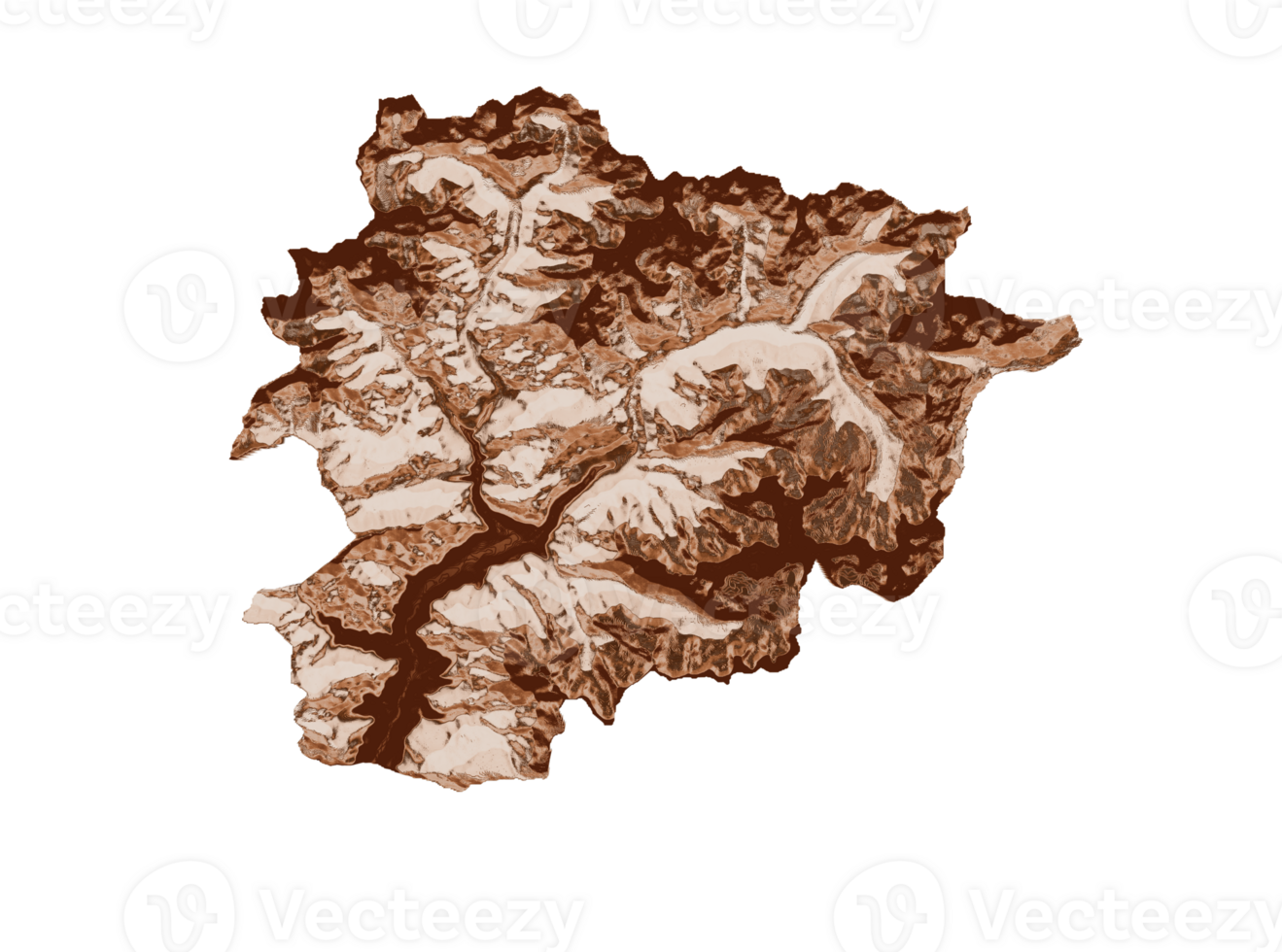 Map of Andorra in old style, brown graphics in a retro style Vintage Style. High detailed 3d illustration png