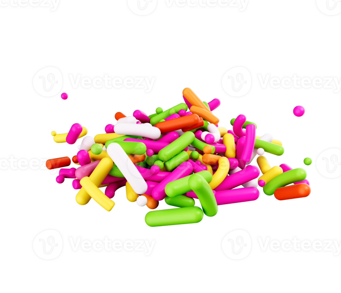 3d Colorful Sugar Sprinkles, Decoration For Cake And Bakery, 3d illustration png