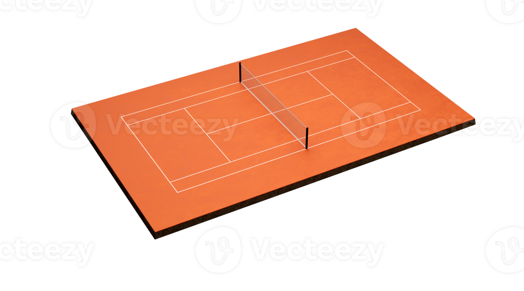 tennis rechtbank klei top visie veld- rechtbank veld- met markeringen. Speel Aan rood klei rechtbank, tennis netto 3d illustratie png