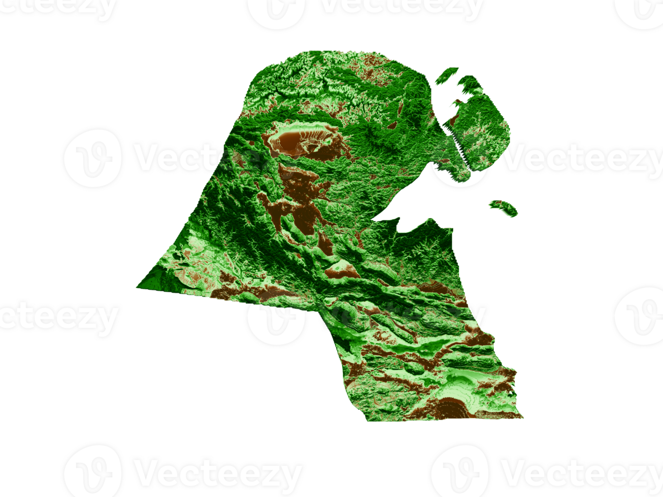 Kuwait Topographic Map 3d realistic map Color 3d illustration png