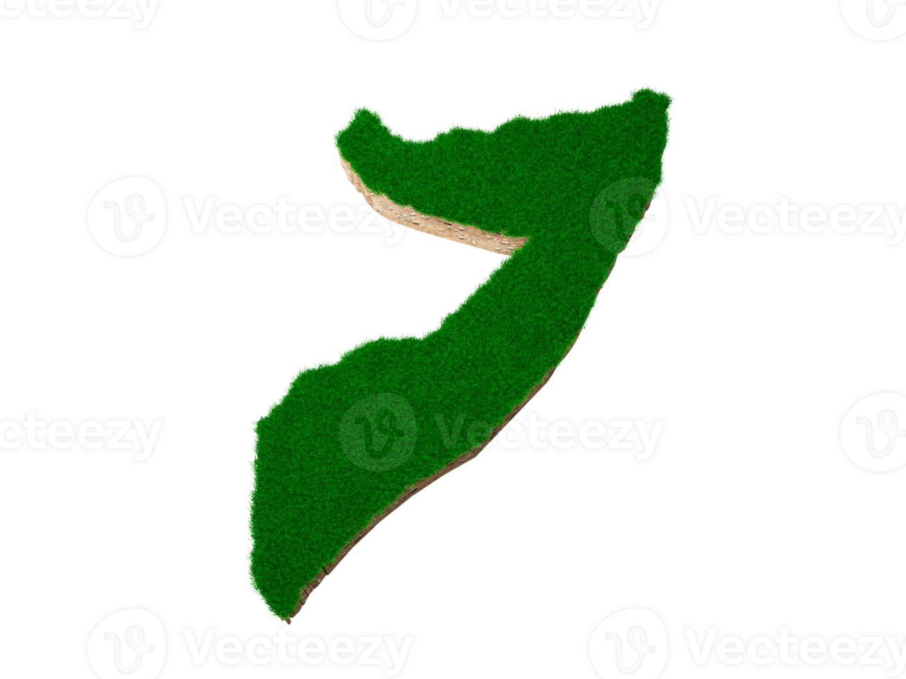 Somalia Map soil land geology cross section with green grass and Rock ground texture 3d illustration png