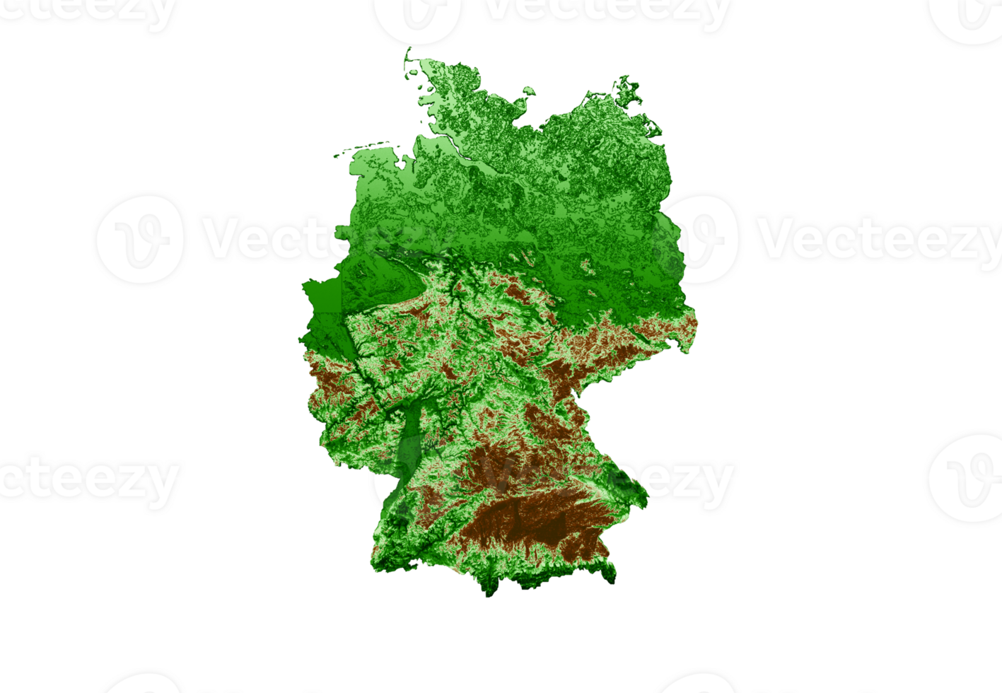 Germany Topographic Map 3d realistic map Color 3d illustration png