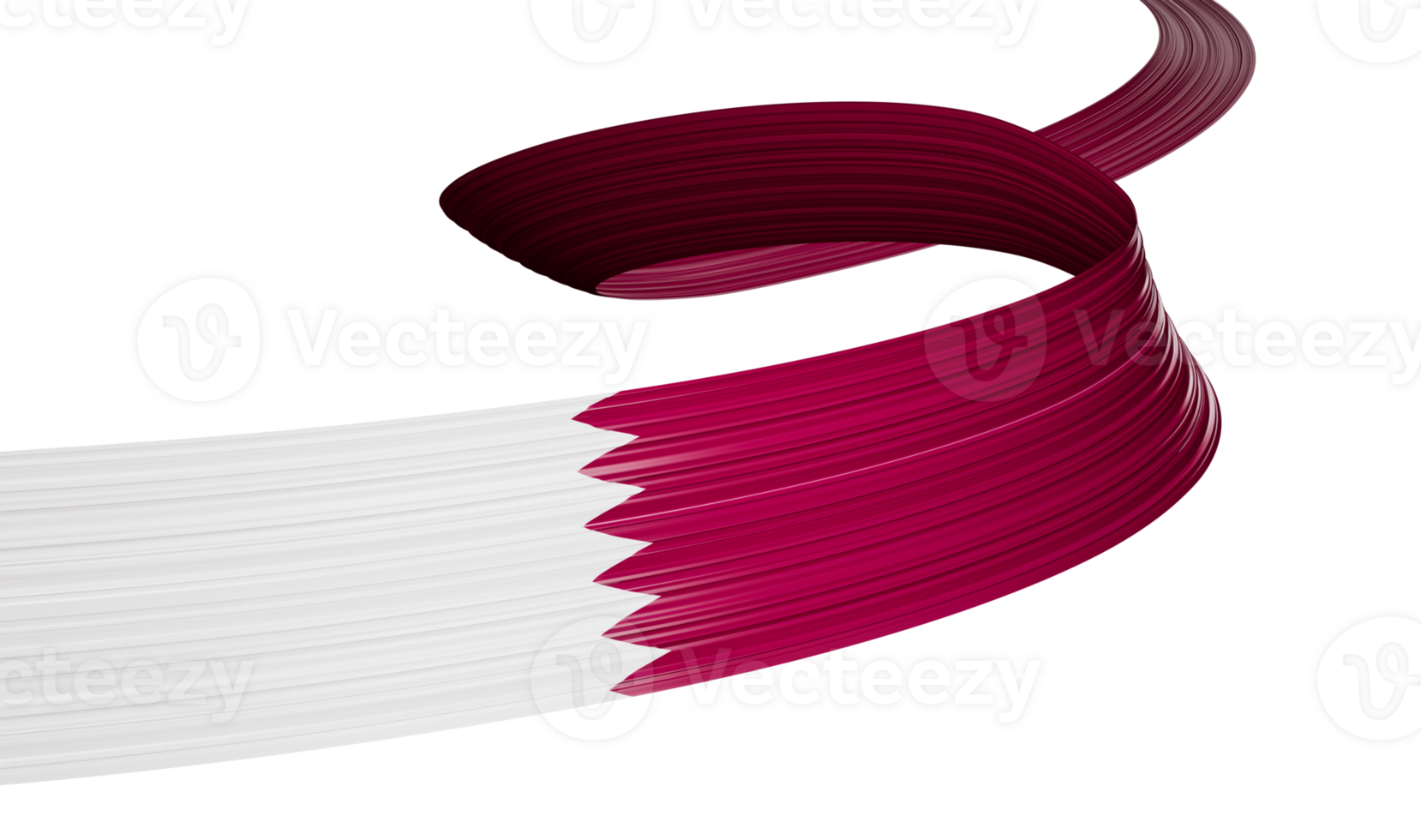 Happy Qatar national day, bent waving ribbon in colors of the Qatar national flag, December the 18th, 3d illustration png