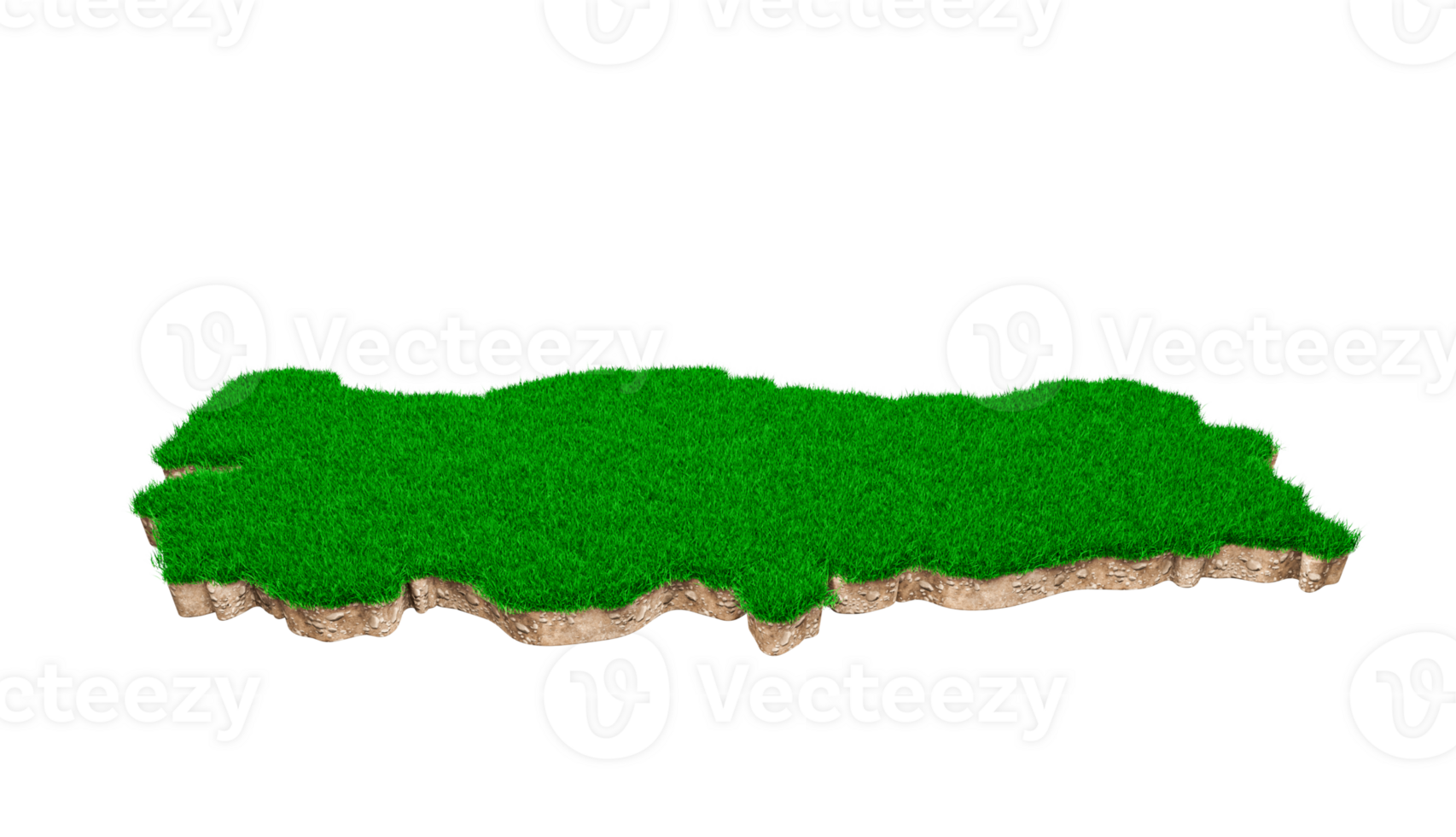 Turkey Map soil land geology cross section with green grass and Rock ground texture 3d illustration png