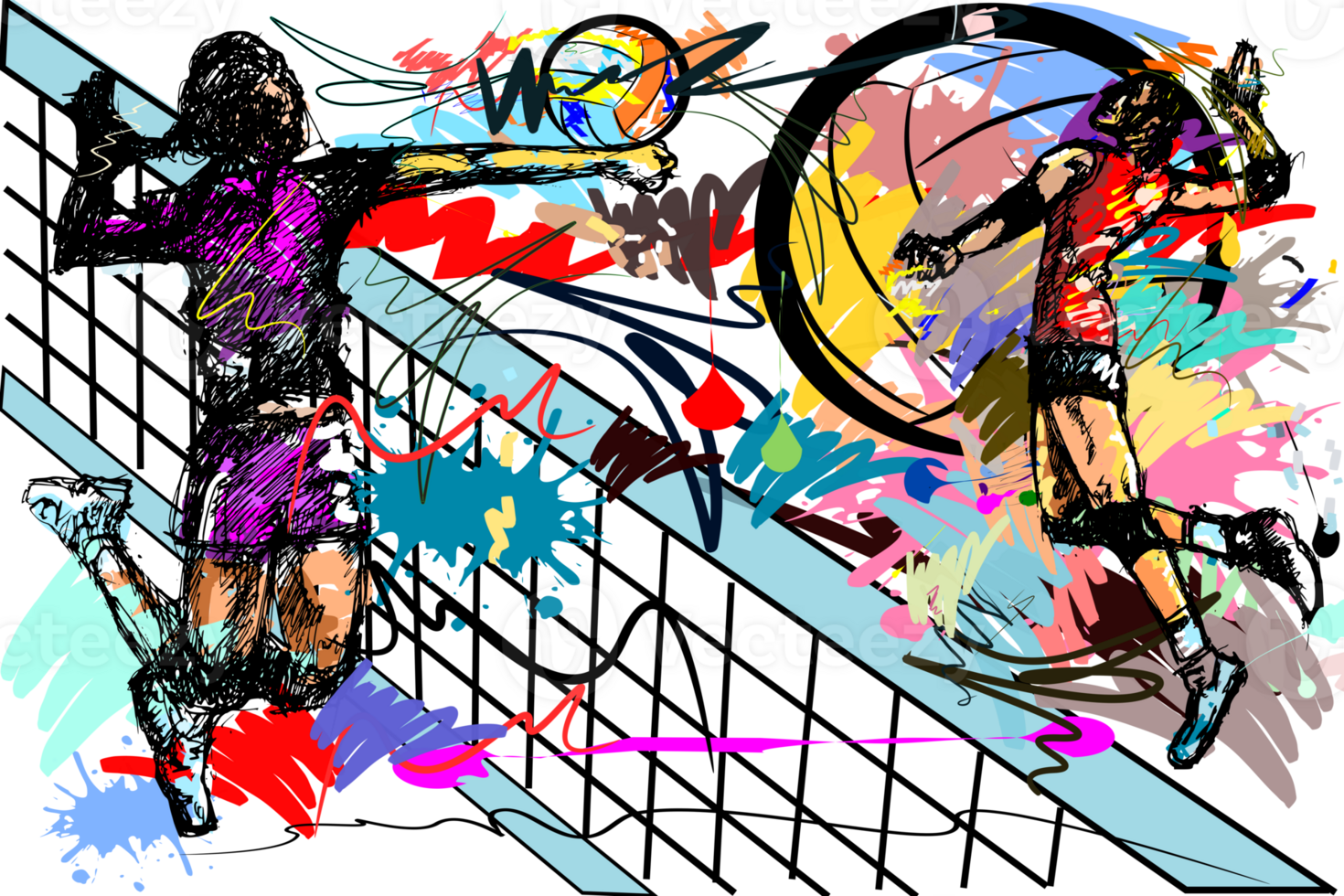 hit volleyball sport art and brush strokes style png