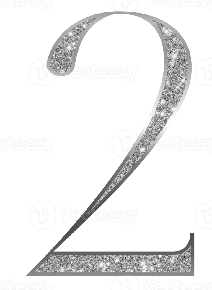 Silver glitter numbers png