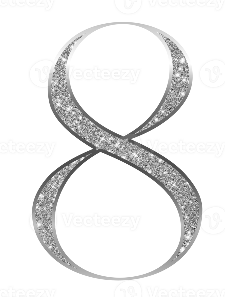 Silver glitter numbers png