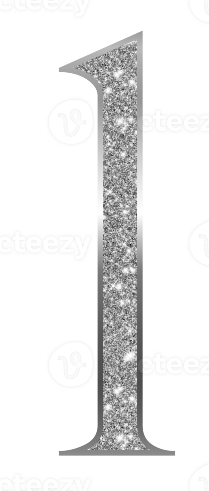 Silver glitter numbers png