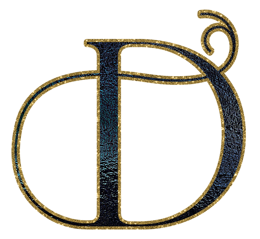 Dark gradient gold glitter alphabet uppercase png