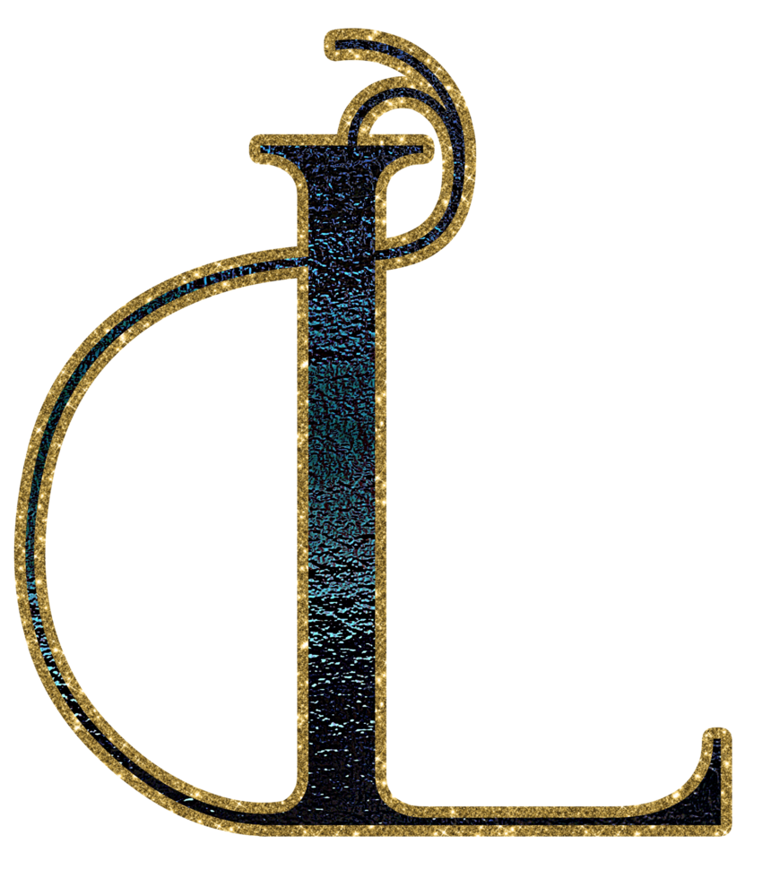 Dark gradient gold glitter alphabet uppercase png
