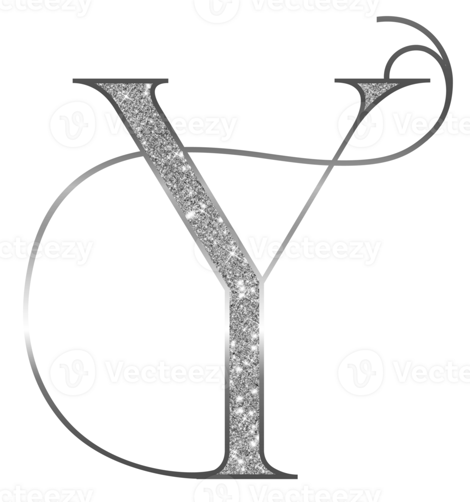Silver glitter alphabet uppercase png