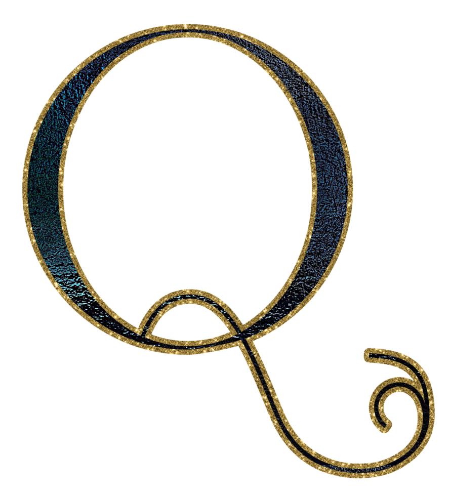 Dark gradient gold glitter alphabet uppercase png