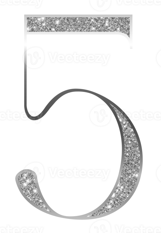 Silver glitter numbers png