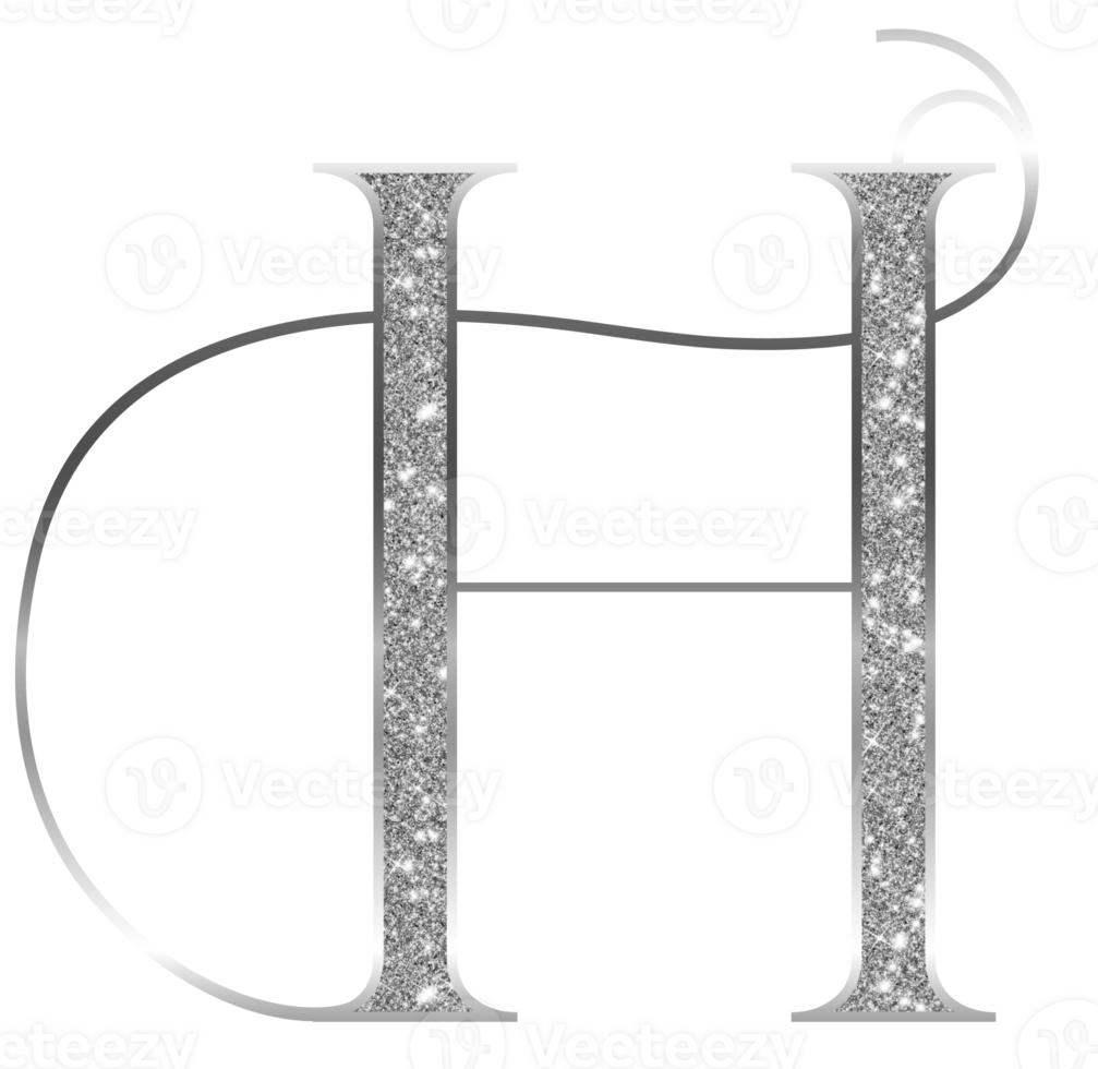 Silver glitter alphabet uppercase png