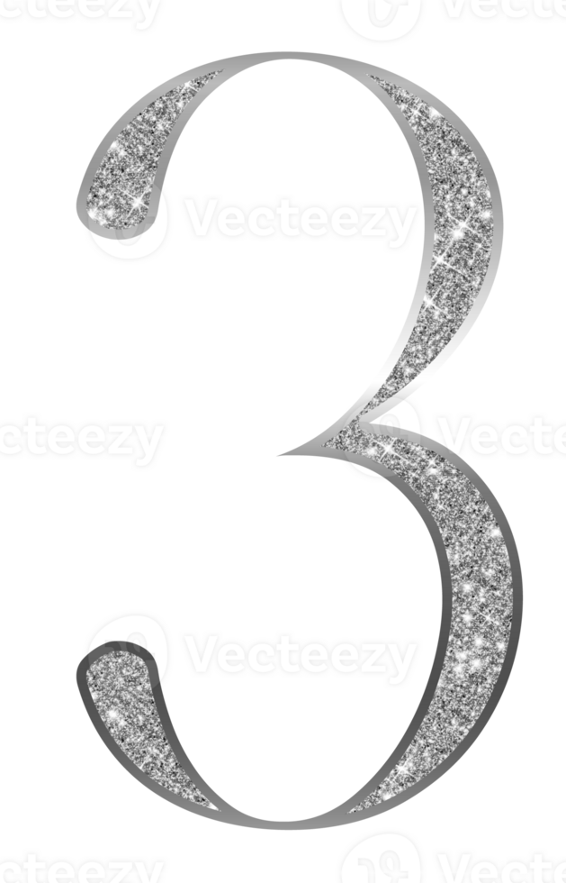Silver glitter numbers png