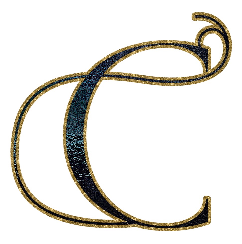 Dark gradient gold glitter alphabet uppercase png