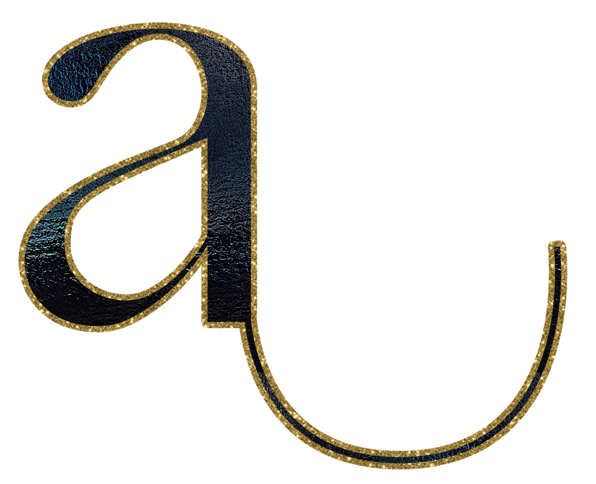 Dark gradient gold glitter alphabet lowercase png
