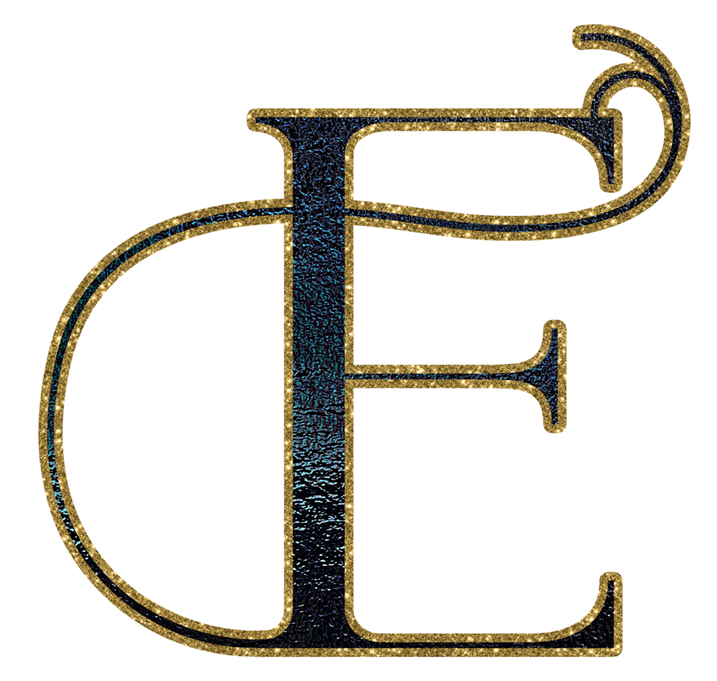 Dark gradient gold glitter alphabet uppercase png