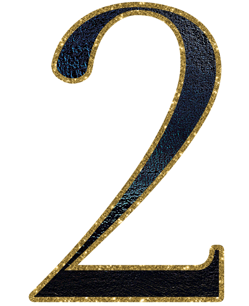 Dark gradient gold glitter numbers png