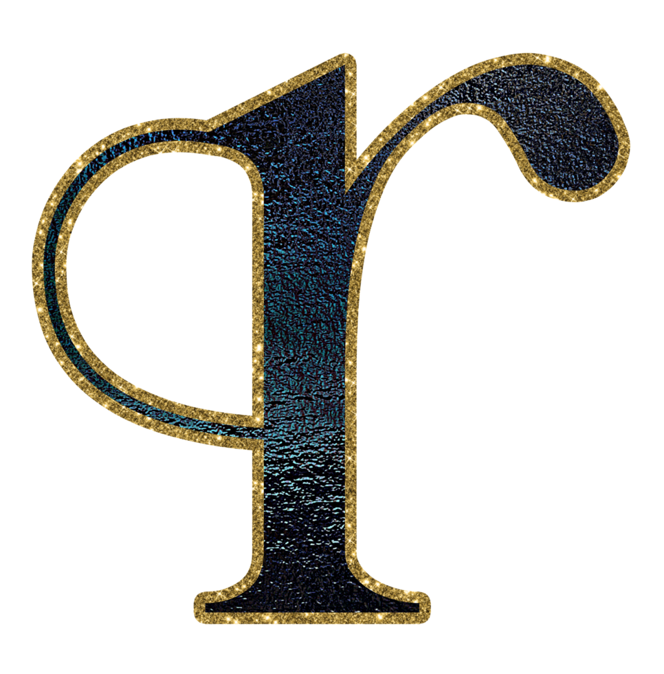 Dark gradient gold glitter alphabet lowercase png