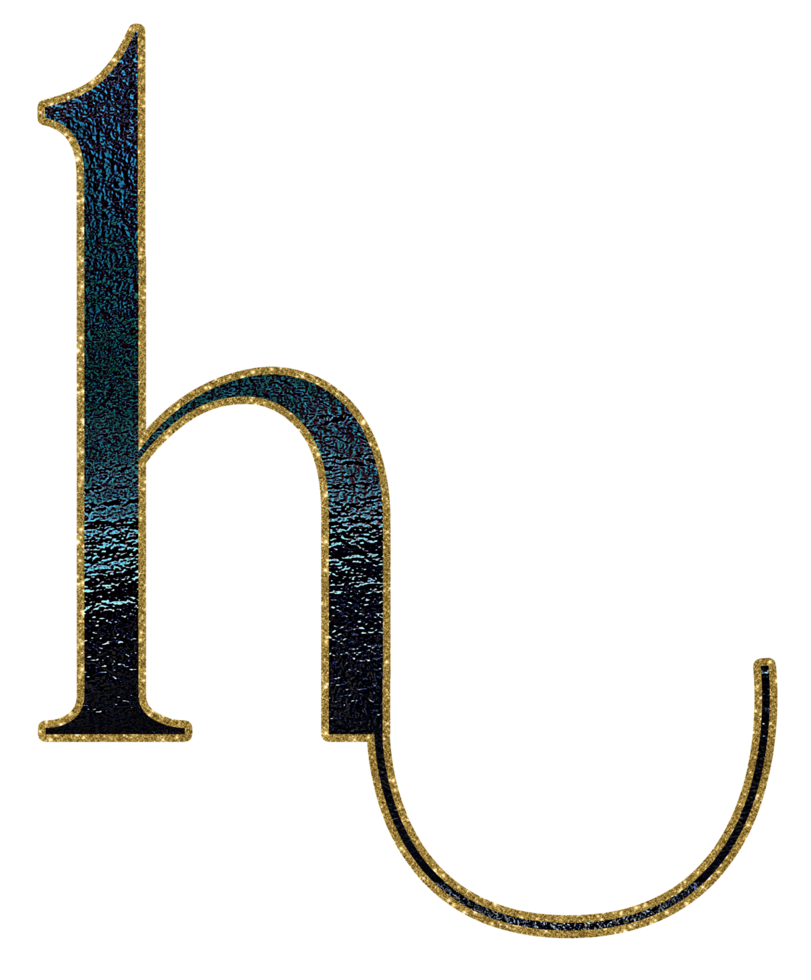 Dark gradient gold glitter alphabet lowercase png